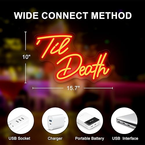 Miniatura 10 de Letrero de neón de feliz cumpleaños para decoración de pared, letrero luminoso grande alimentado por USB, letreros de luz LED de neón para telón de