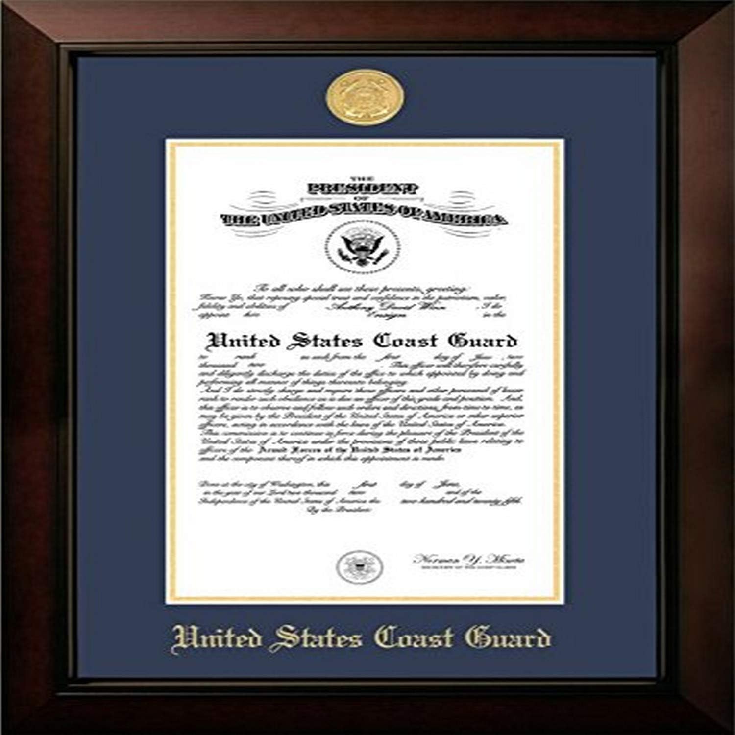 Campus Images CGCLG001 Coast Guard Certificate Legacy Frame with Gold Medallion, 10" x 14"