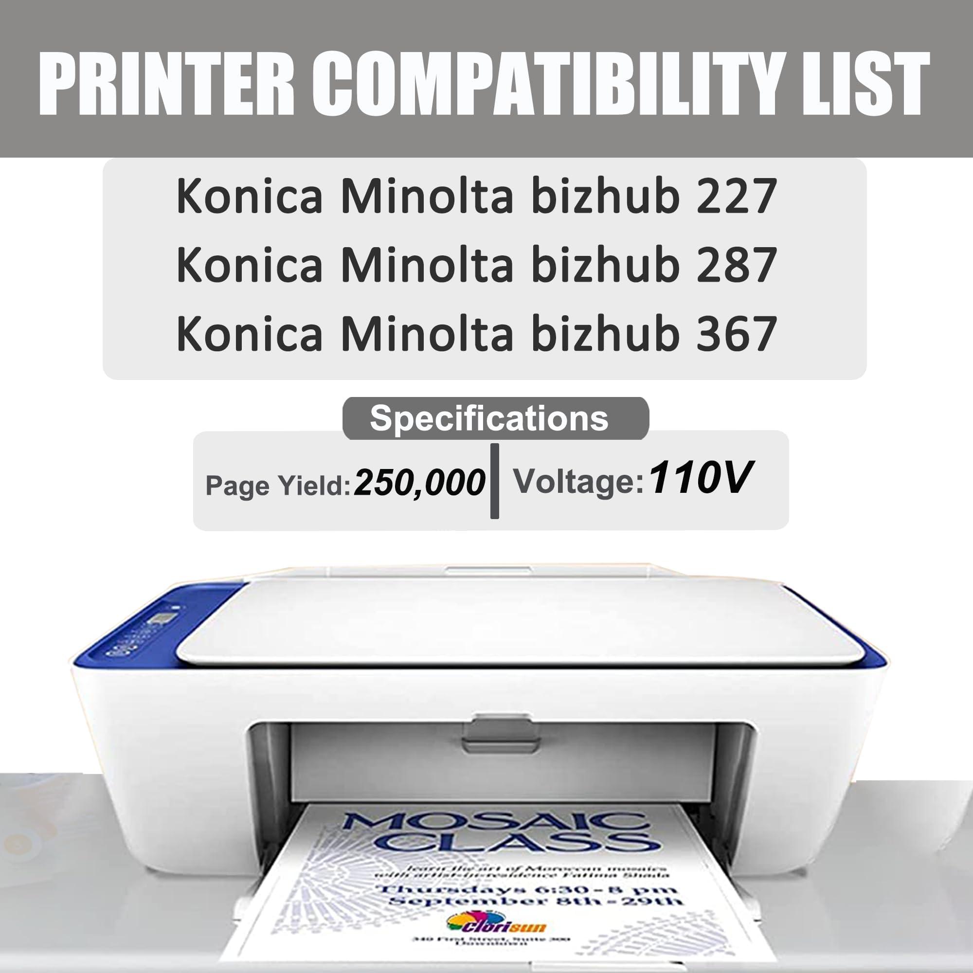 DIGITONER A7AHR72311 Fuser Unit Replacement for Konica Minolta A7AHR72311 A7AHR72300 Fuser Unit Compatible with bizhub 227 287 367 Printers,110V (1-Pack)