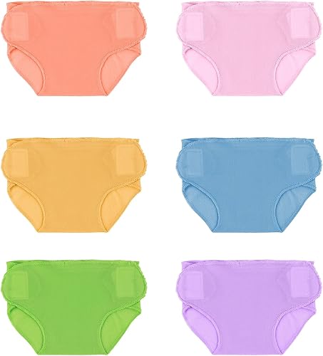 BABESIDE 6 pañales de muñeca Reborn reutilizables lavables para muñecas de 17 a 24 pulgadas, 6 colores de muñecas Reborn pañales, ropa interior,