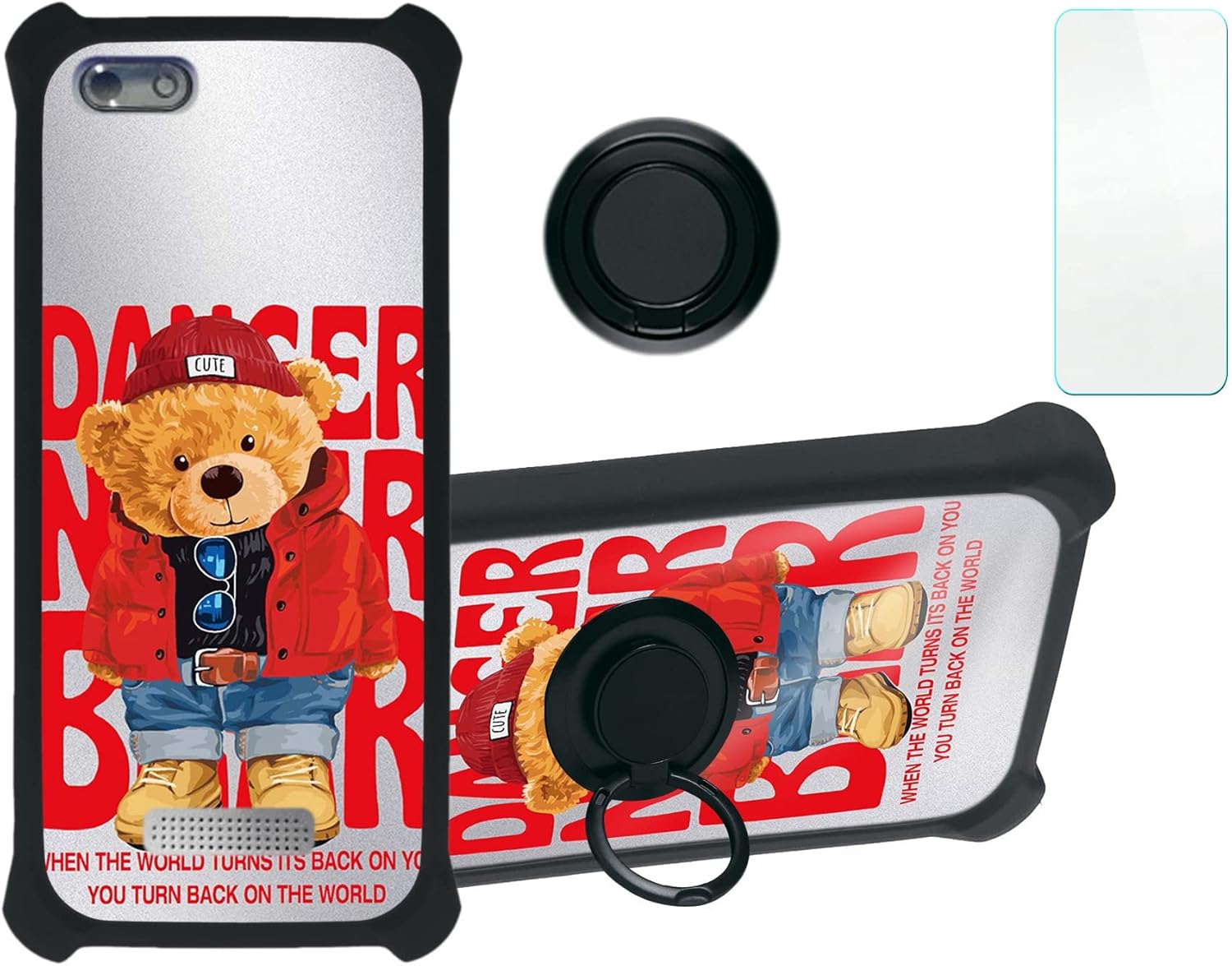 Nuu A5x phone case with ring stand and tempered glass screen protector