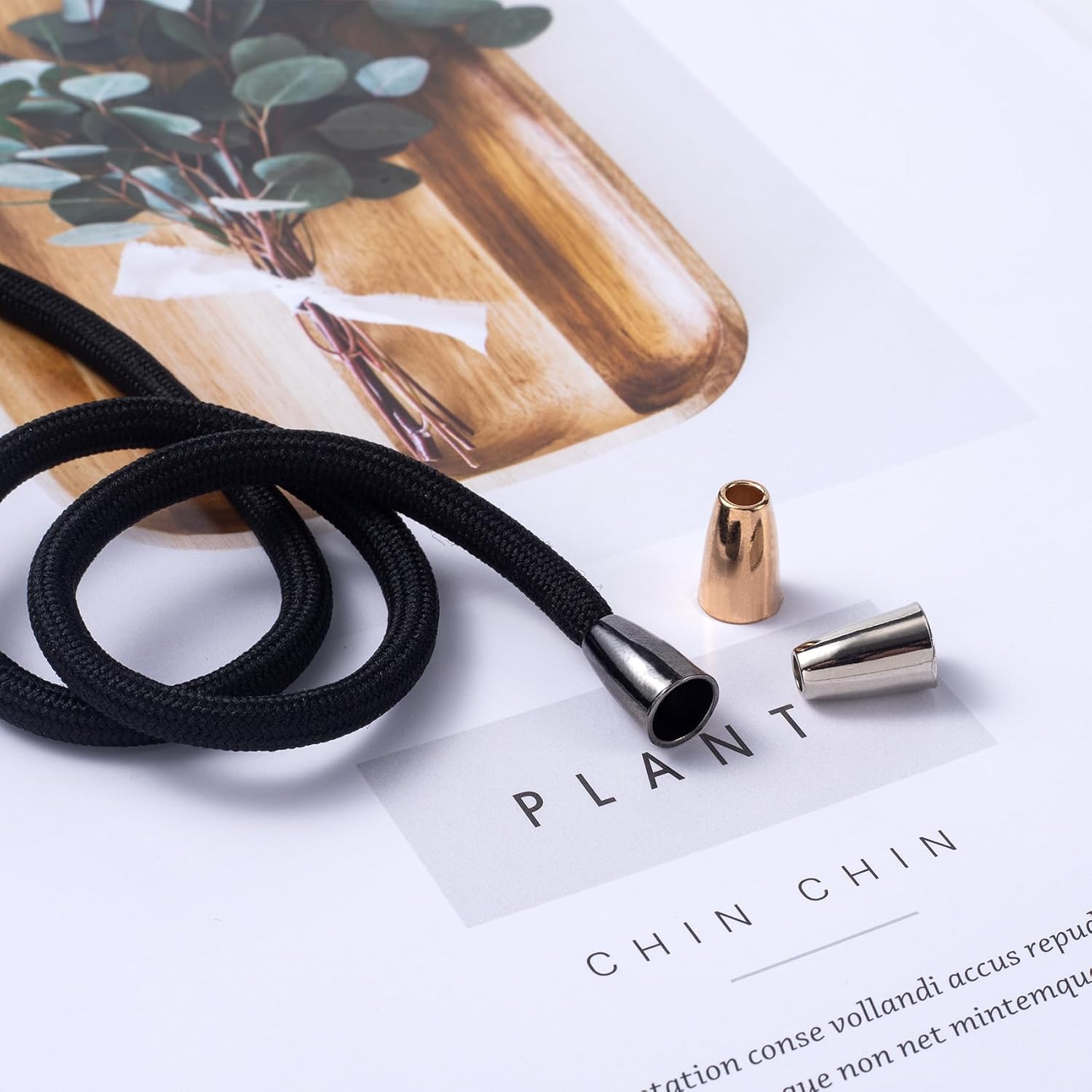 Metal Cord Ends for Jewelry Making 60pcs, Bell Stopper Conical Cord Ends Lock Fastener Zipper Pull Rope Ends