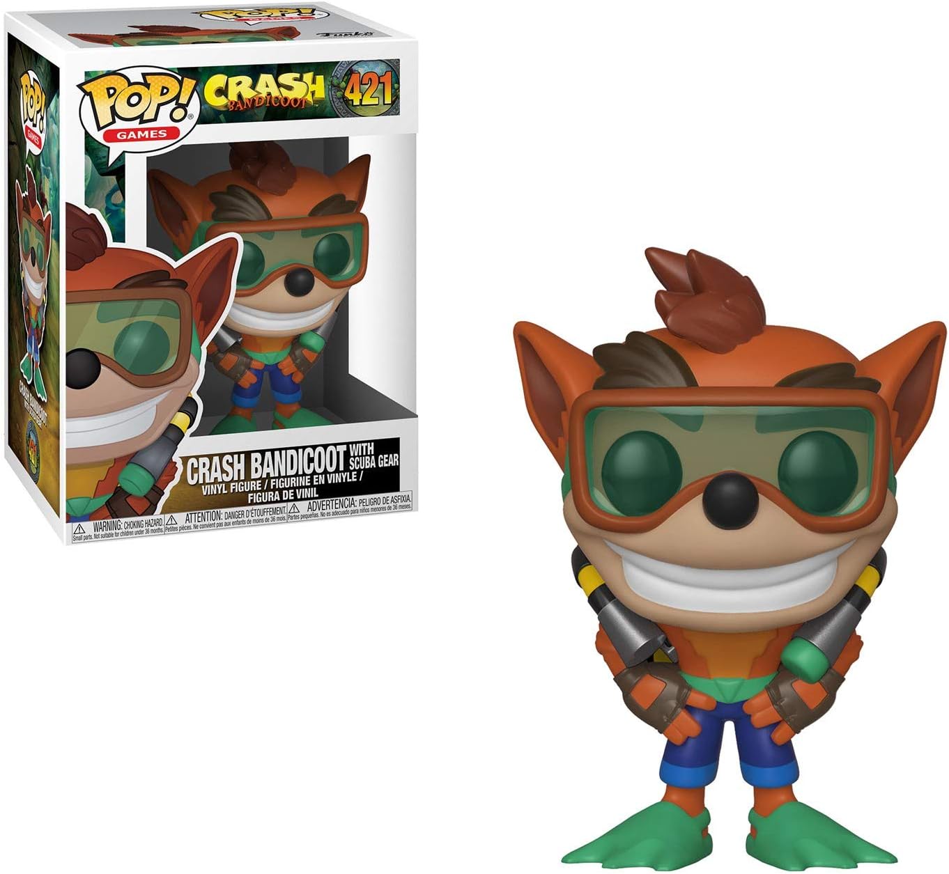 Funko Pop Games: Crash Bandicoot - Crash with Scuba Gear Collectible Figure, Multicolor