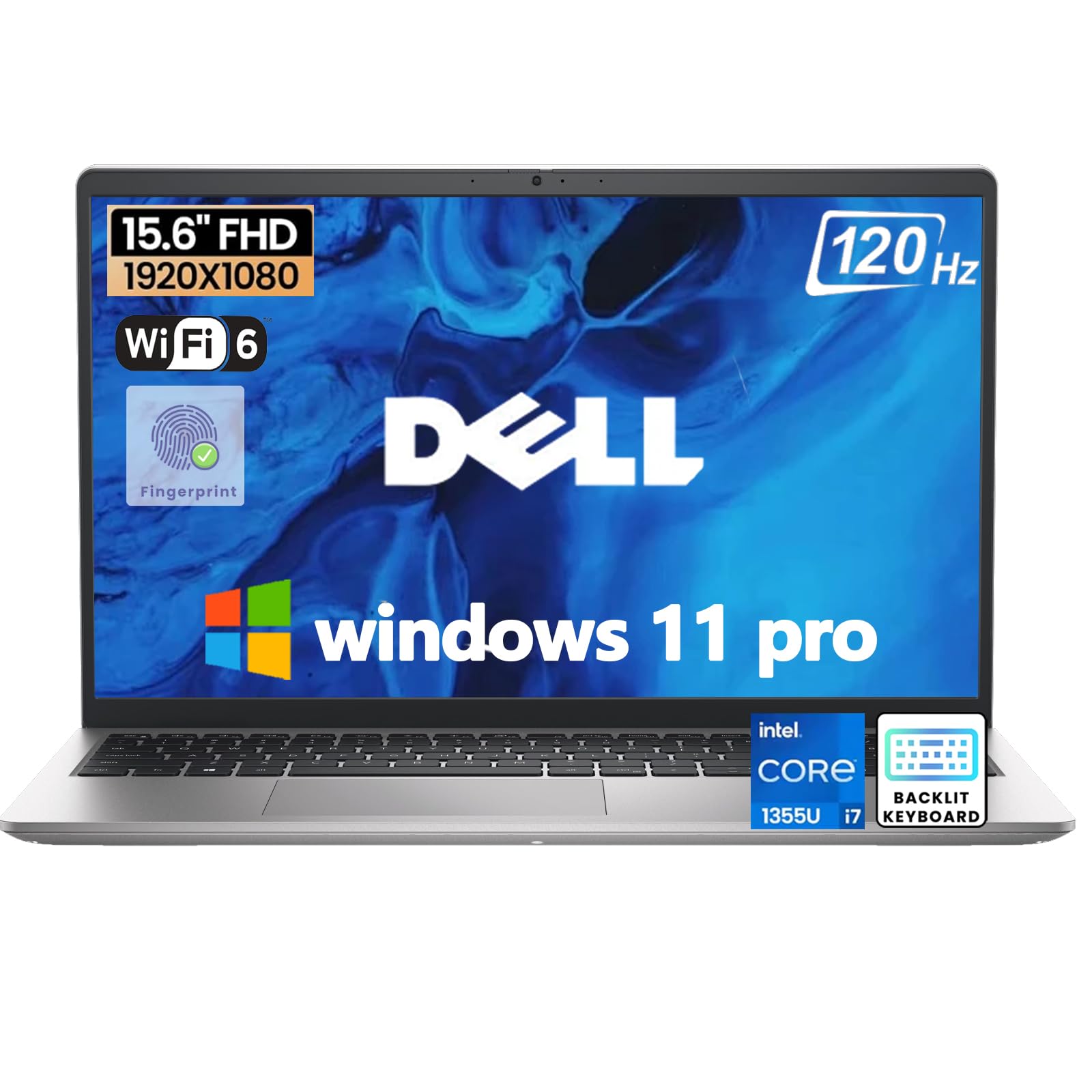 DC15250 15.6 Business Student Laptop - FHD IPS Anti-Glare Display 120Hz, Intel 10-Core i7-1355U, 64 GB RAM, 2 TB SSD, Backlit KB, Webcam, Finger Print, Wi-Fi 6, Windows 11 Pro, w/Accessories