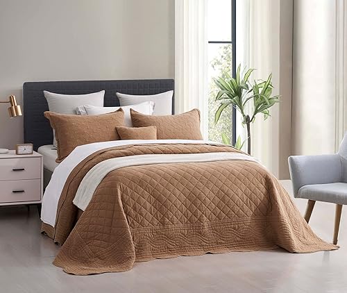 Miniatura 3 de HZ & HY Colcha de tamaño Queen de gran tamaño, aspecto rústico Shabby Chic - Lavado con enzimas, ultrasuave y ligera, reversible, algodónpoliéster,