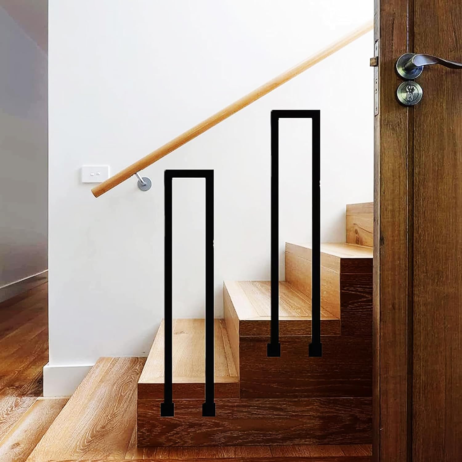 Indoor U Shaped Stair Handrail Transitional Handrail for Home Garden Corridor Lofts Decking Side Mount Staircase Handrail with Guar Ideal for Steps in Kindergarten 65cm/25.6in Leng