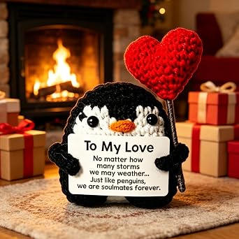 Gifts for Him Her Boyfriend Girlfriend, to My Love Handmade Crochet Penguin Anniversary Birthday Gifts for Women Men, Romantic Valentines Wedding Christmas I Love You Gift Wife Husband Couples