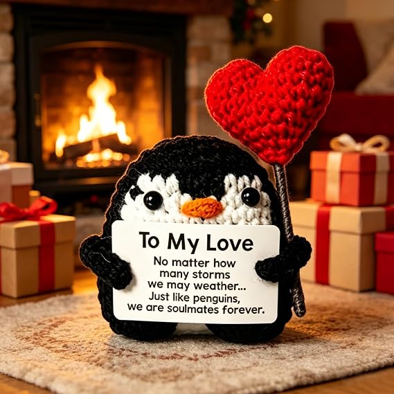 Gifts for Him Her Boyfriend Girlfriend, to My Love Handmade Crochet Penguin Anniversary Birthday Gifts for Women Men, Romantic Valentines Wedding Christmas I Love You Gift Wife Husband Couples