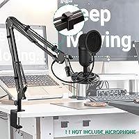 Vista 2 de Brazo de brazo de micrófono para Razer Seiren V2 X, soporte de brazo de micrófono ajustable con soporte de choque, filtro pop, abrazadera de montaje