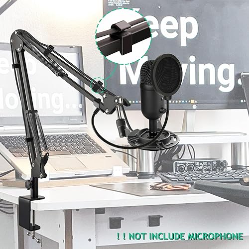 Miniatura 2 de Rigych Razer Seiren V2 X Mic Boom Brazo, soporte de brazo de micrófono ajustable con filtro pop, soporte de choque, abrazadera de montaje de mesa