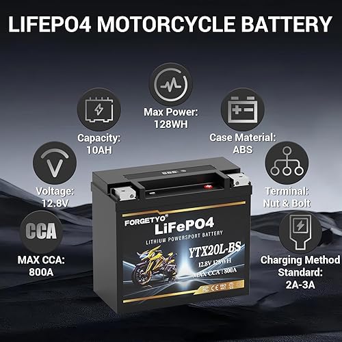 Miniatura 4 de Batería de litio YTX20L-BS, 850A LiFePO4 para motocicleta, 12V 12AH ATV, UTV, Jet Ski, 4 ruedas, moto de nieve, tractor, generador y batería para