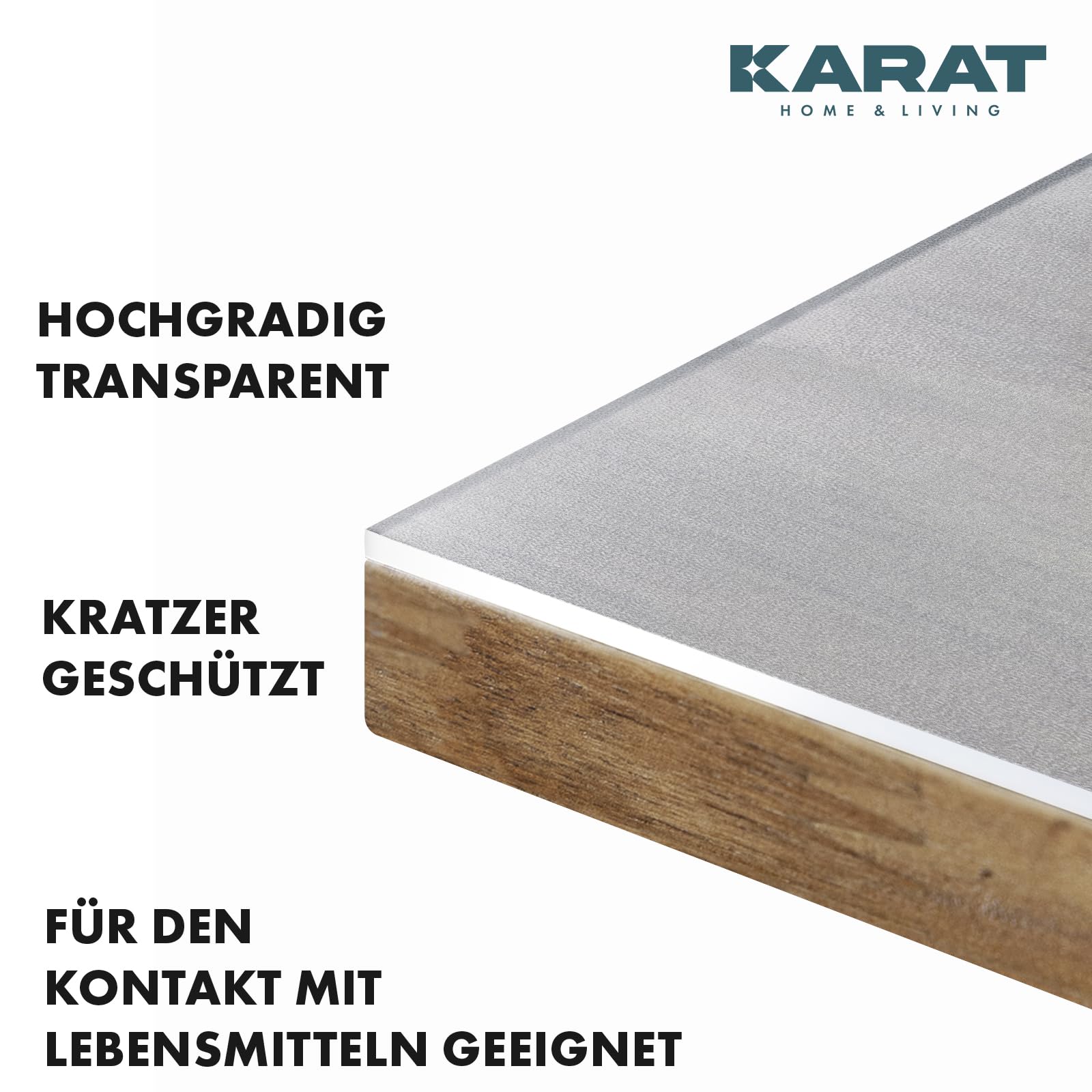KARAT Transparente mattierte Tischfolie mit gerader Kante - Tischdecke nach Maß, Größe wählbar - Folie, Schutzfolie mattiert, Tischschutz (Imperial, B:100 x L:200 cm)