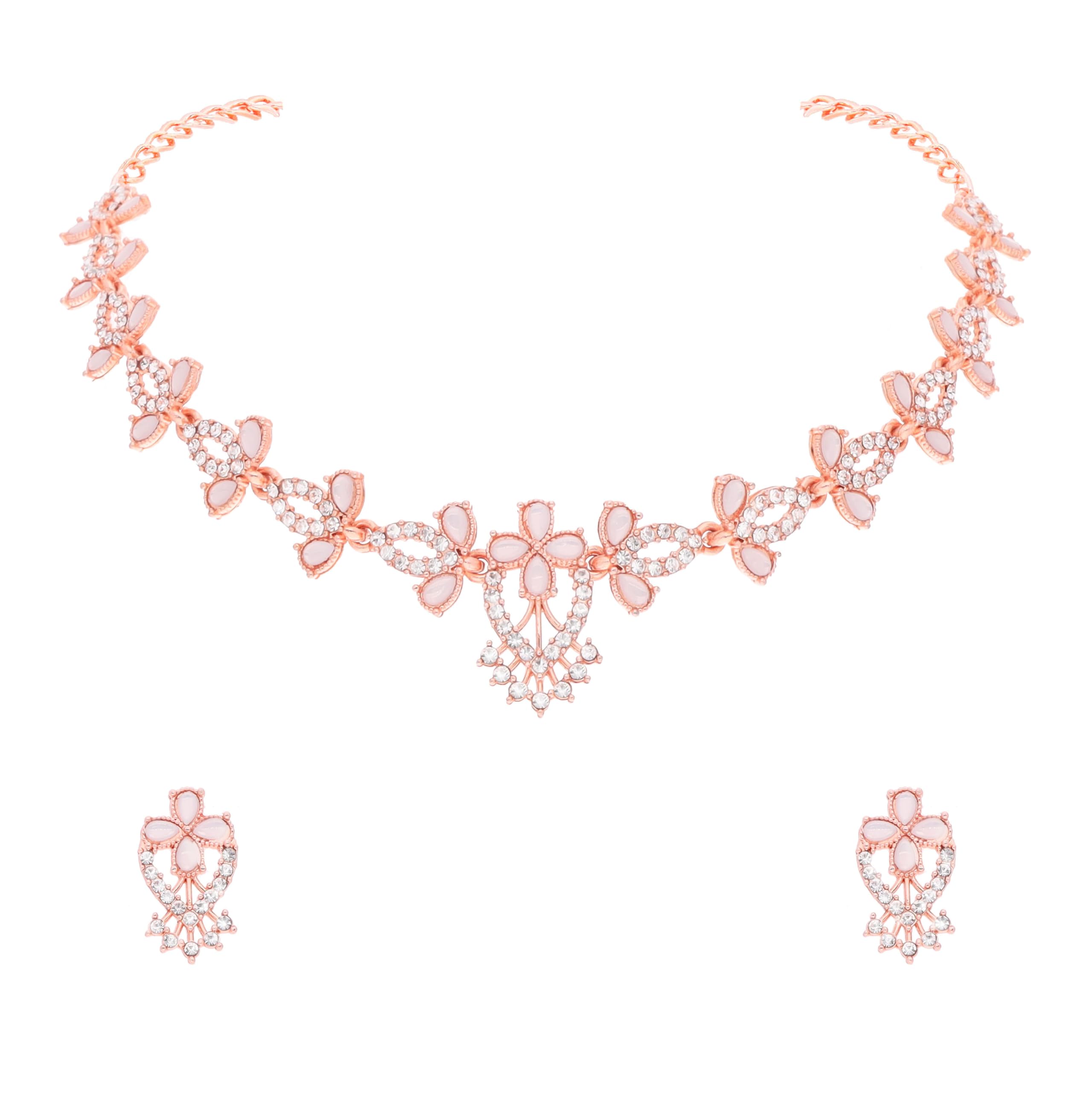 Brado Jewellery Feel glamorous with this exquisite Rosegold Polished AD Choker Jewelry Necklace and earring set. (B0D79HJXWN) Amazon Price History, Amazon Price Tracker