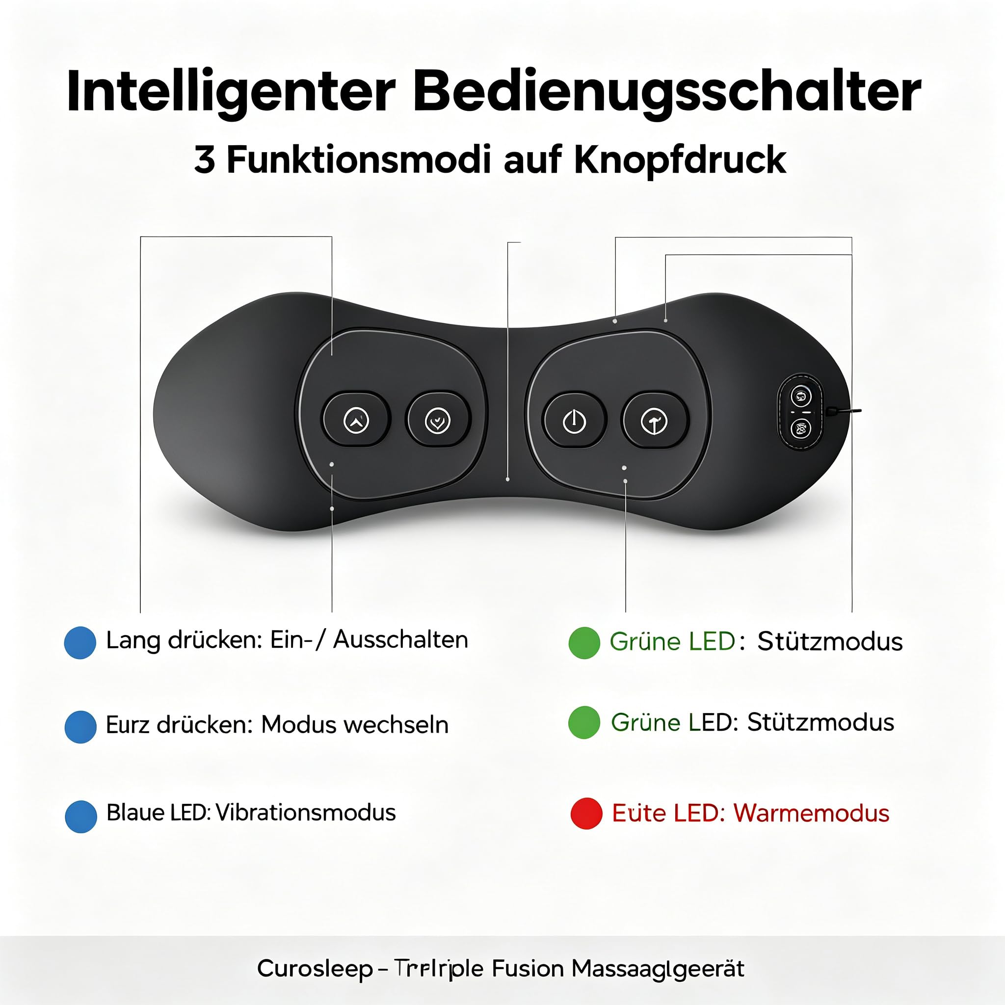 Curosleep Massagegerät Rücken, Massagekissen Mit Wärmefunktion (Hellgrau)