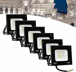 Kit 6 Refletor Led 50w Holofote Bivolt Prova Dágua Frio