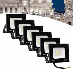 Kit 6 Refletor Led 50w Holofote Bivolt Prova Dágua Frio