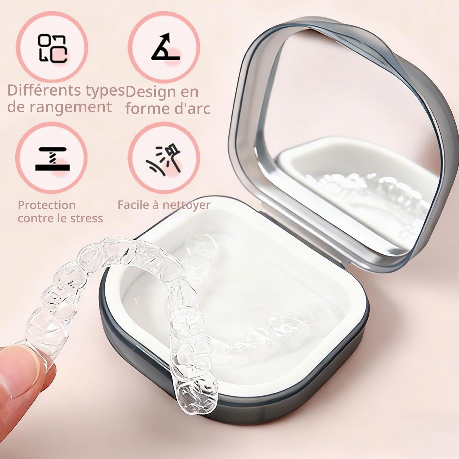 Lot de 2 boîtiers pour appareil dentaire avec miroir - Pour appareil orthodontique
