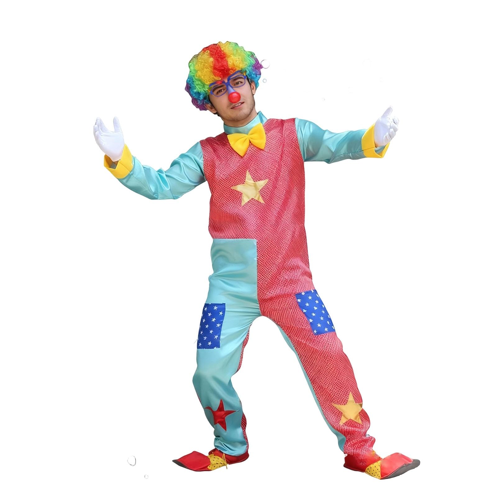 Generisch Clown Kostüm für Erwachsene Comedy Kostüme für Halloween, Karneval und Kostümpartys Breathable Geburtstag Faschingskostüme