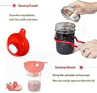 Vista 4 de Kit de suministros para conservas – 9 piezas de acero inoxidable 430: estante, embudo, elevador de tarros, llave de tarro, levantador de tapa