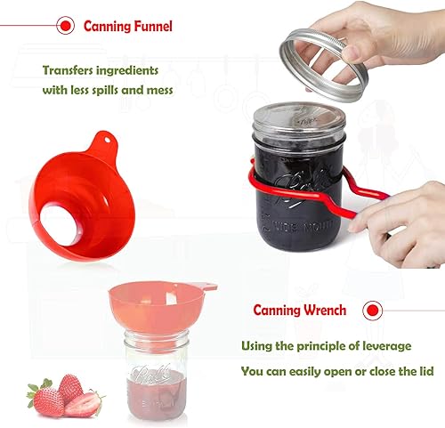 Miniatura 4 de Kit de suministros para conservas 9 piezas de acero inoxidable 430 estante, embudo, elevador de tarros, llave de tarro, levantador de tapa, pinzas