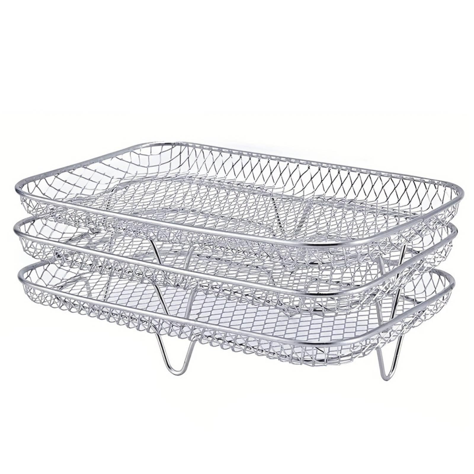 3pcs 3 Tier Air Fryer Rack Food Grade Stainless Steel Fryer | 3 Tier Air Fryer Rack Food Grade Stainless Steel Heat Resistant Multi Layer Grill Tray for Roasting Grilling Rectangular-image-27