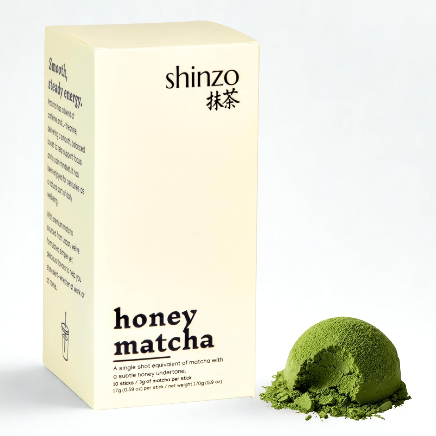 Shinzo - Honey Matcha | Premium Flavored Japanese Matcha | Single Serve for Maximum Freshness - 10 Pouches