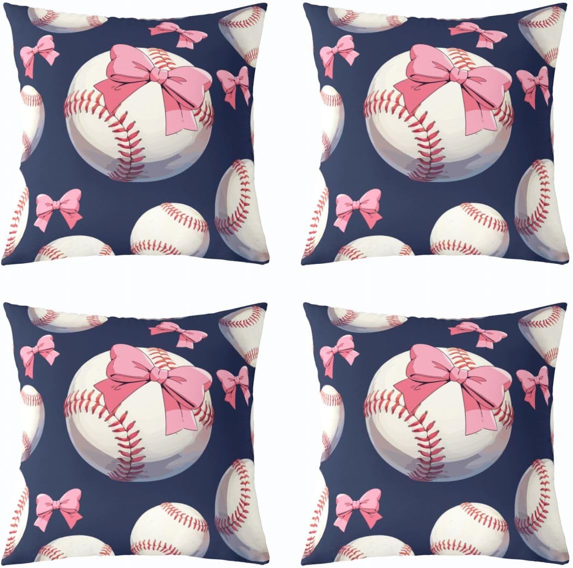 Feelyou Baseball Throw Bow Pillow Covers Set of 2 18 x 18-Inch image 3