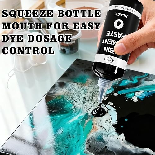 Miniatura 5 de Pasta de pigmento negro para resina epoxi, 3.4 onzas líquidas, tinte de resina opaca altamente concentrado, pigmento de resina fácil de mezclar para