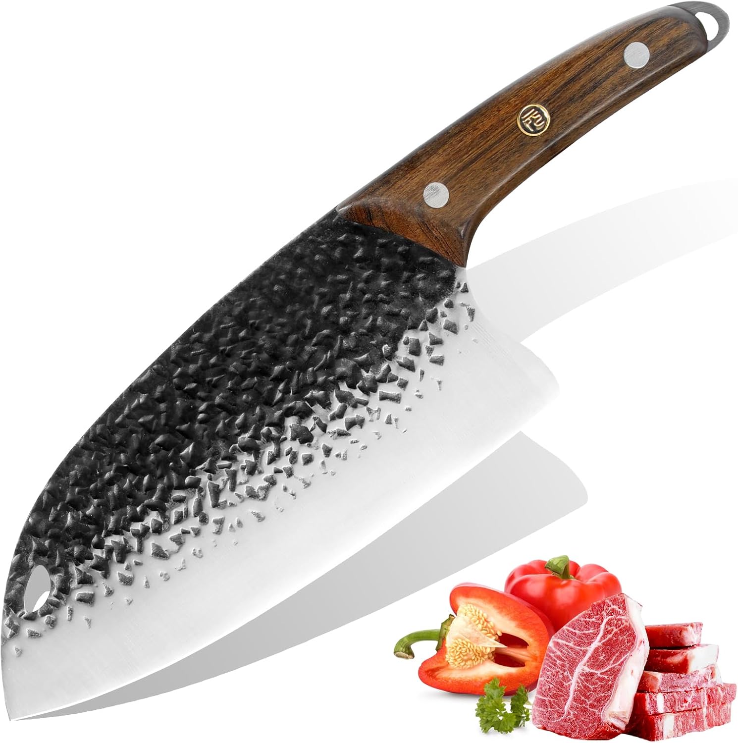 Serbian Knife Hand Forged Kitchen Chef Knives High Carbon Steel Knife for Cutting Meat, Vegetables, Bone (7.5 Inch Meat Cleaver, 7.5 Inch Meat Cleaver)