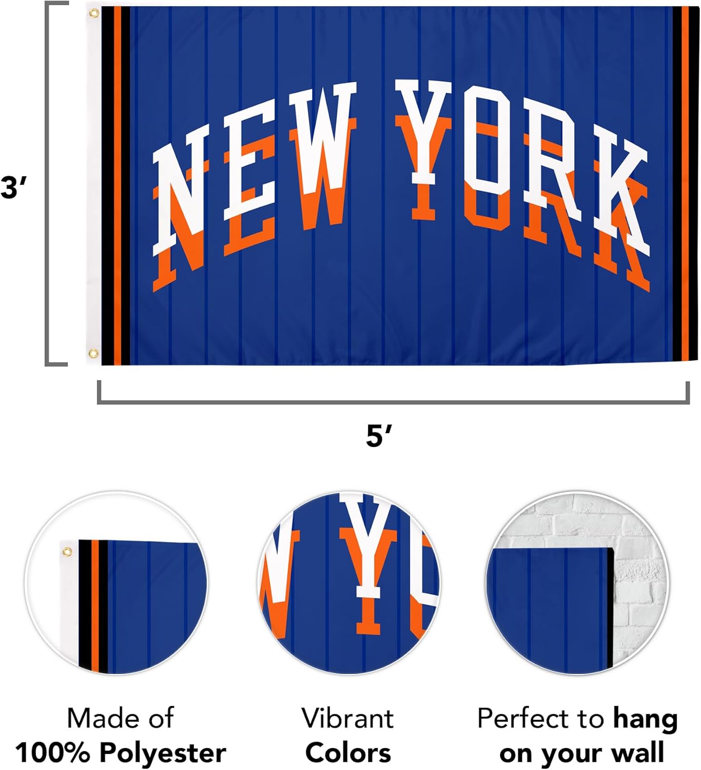 Desert Cactus New York Knicks Flag NBA 100% NY Polyester Indoor Outdoor 3x5 feet National Basketball Association Team Flags (Flag City Edition 2023 A) - Image 4