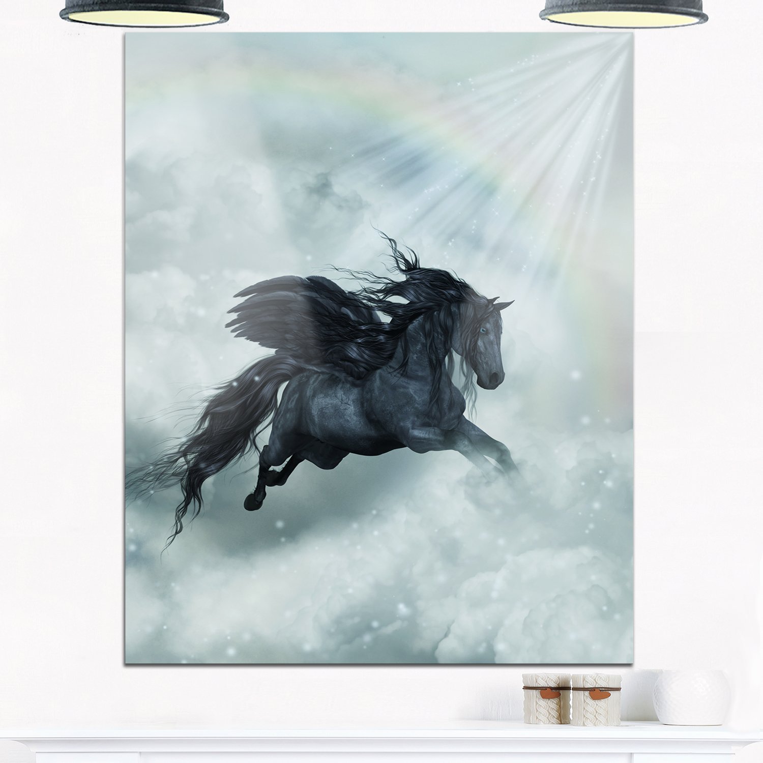 Designart MT9577-30-40 Pegasus in The Heaven Animal Art Metal Wall