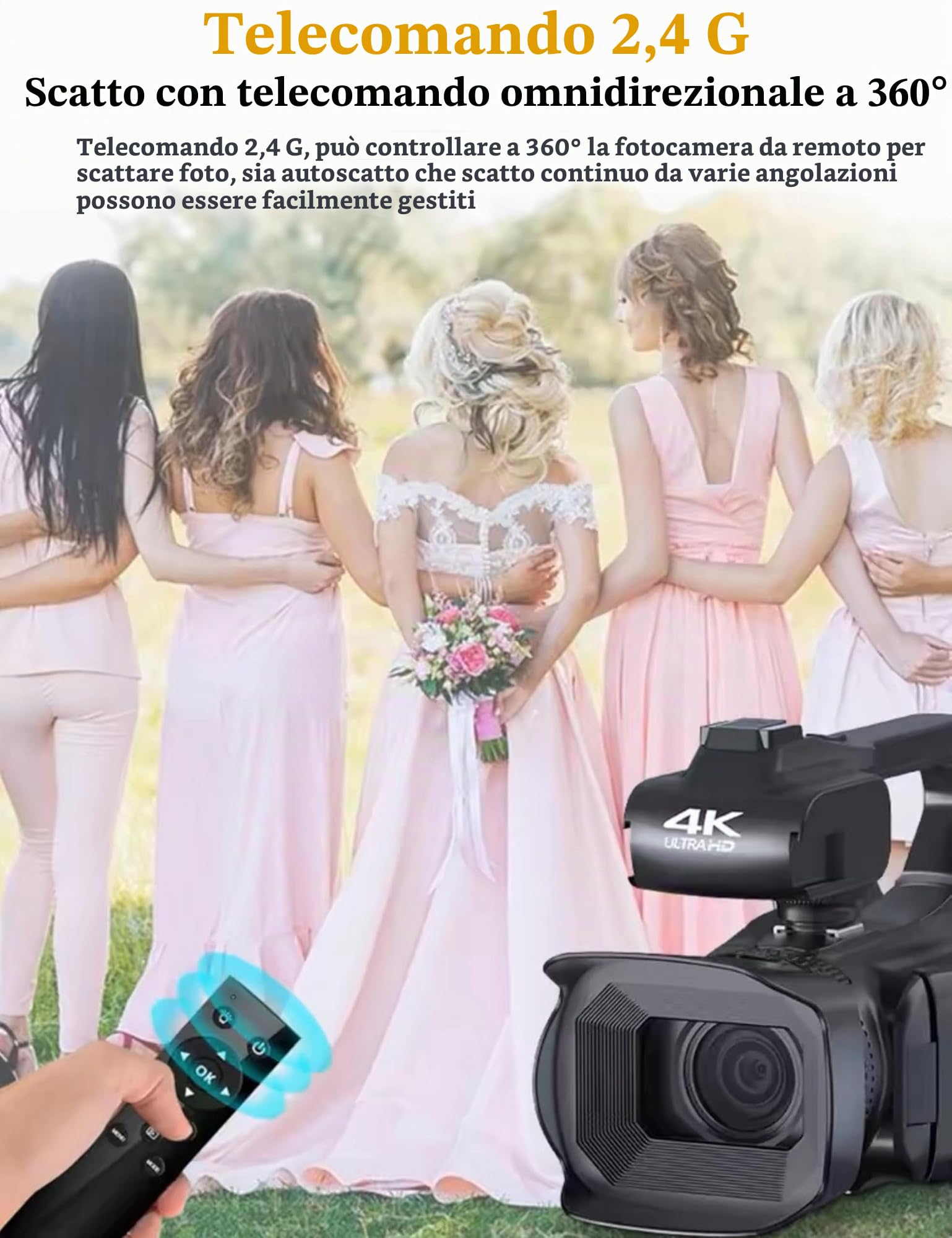 Sxhlseller Videocamera 4K per Vlogging Con Zoom Digitale 64MP 18x, Touch Screen da 4 Pollici, Microfono, Telecomando, Luce di Riempimento, Professionale