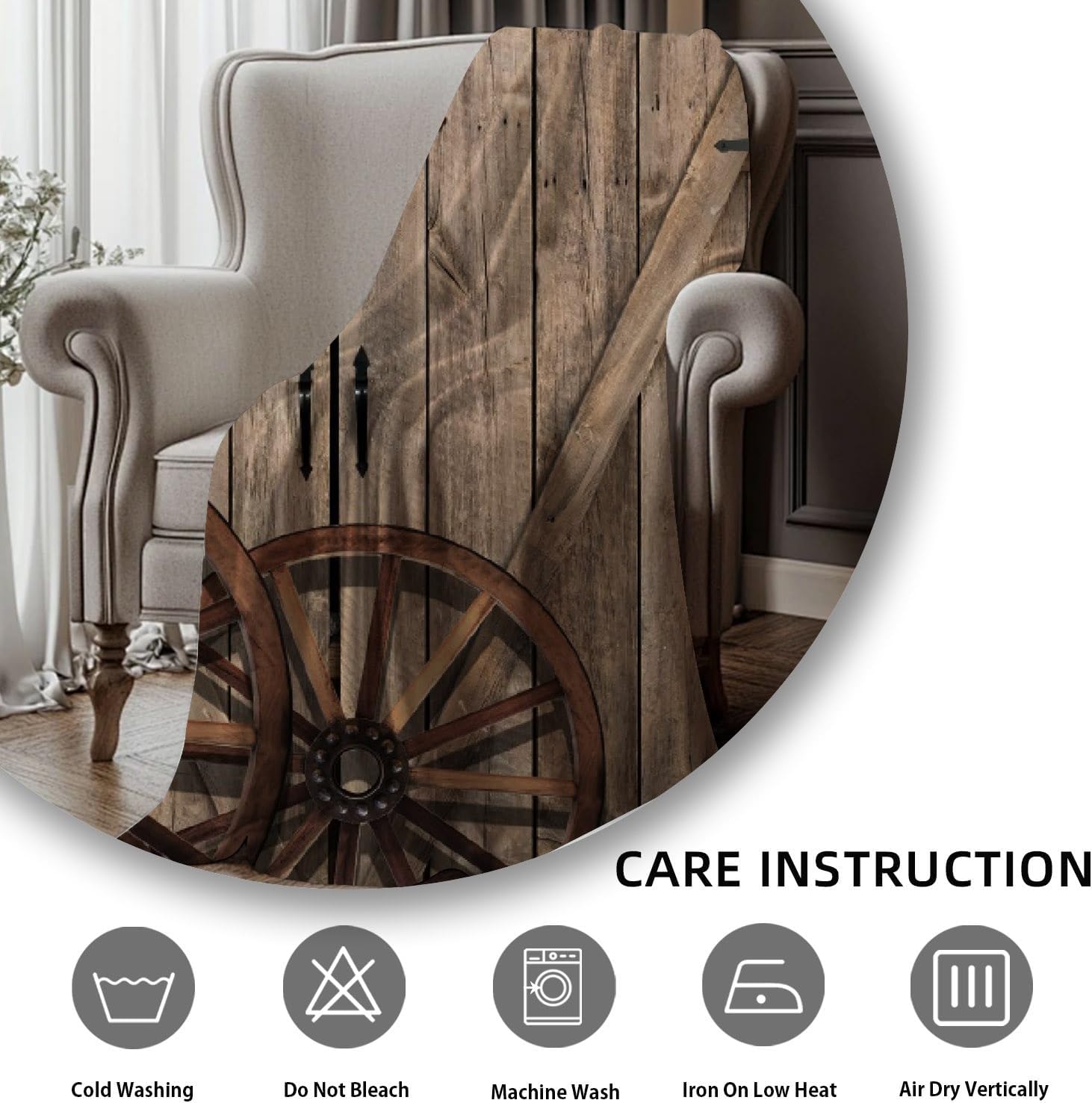 Wooden Barn Door Blackout Curtains Wood Vintage Wheel Farmhouse Rustic Plank Window Drapes for Bedroom Living Room Kitchen Grommet Darkening Window Curtain Treatments 2 Panel Set,42x63inch