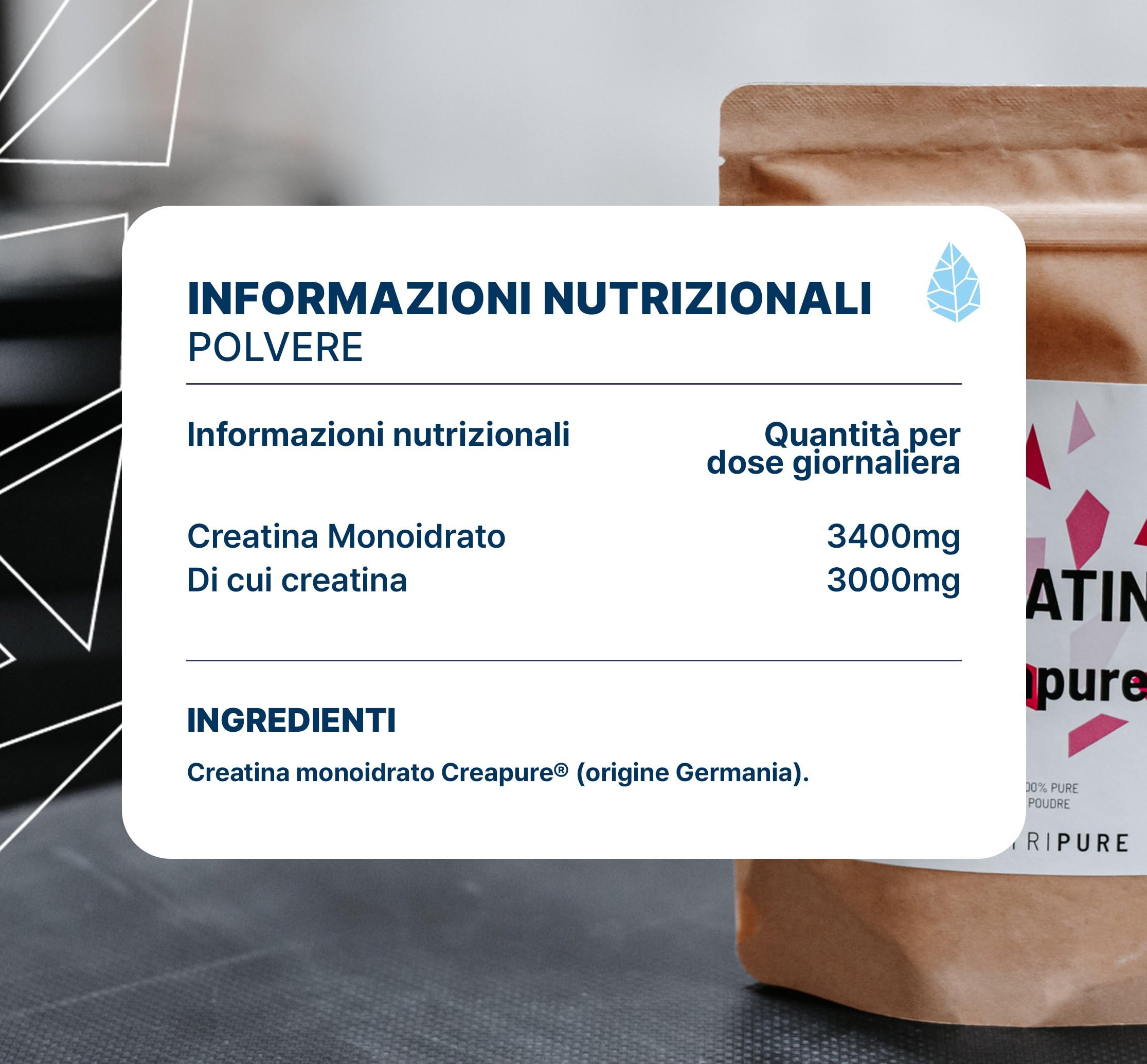 Nutripure | Creatina Monoidrato in Polvere Creapure® 100% Pura | Gusto Neutro | Vegana | Aumento della Forza Muscolare | Ideale per Sport Intensi e per il bodybuilding| 150 g | Prodotto in Germania