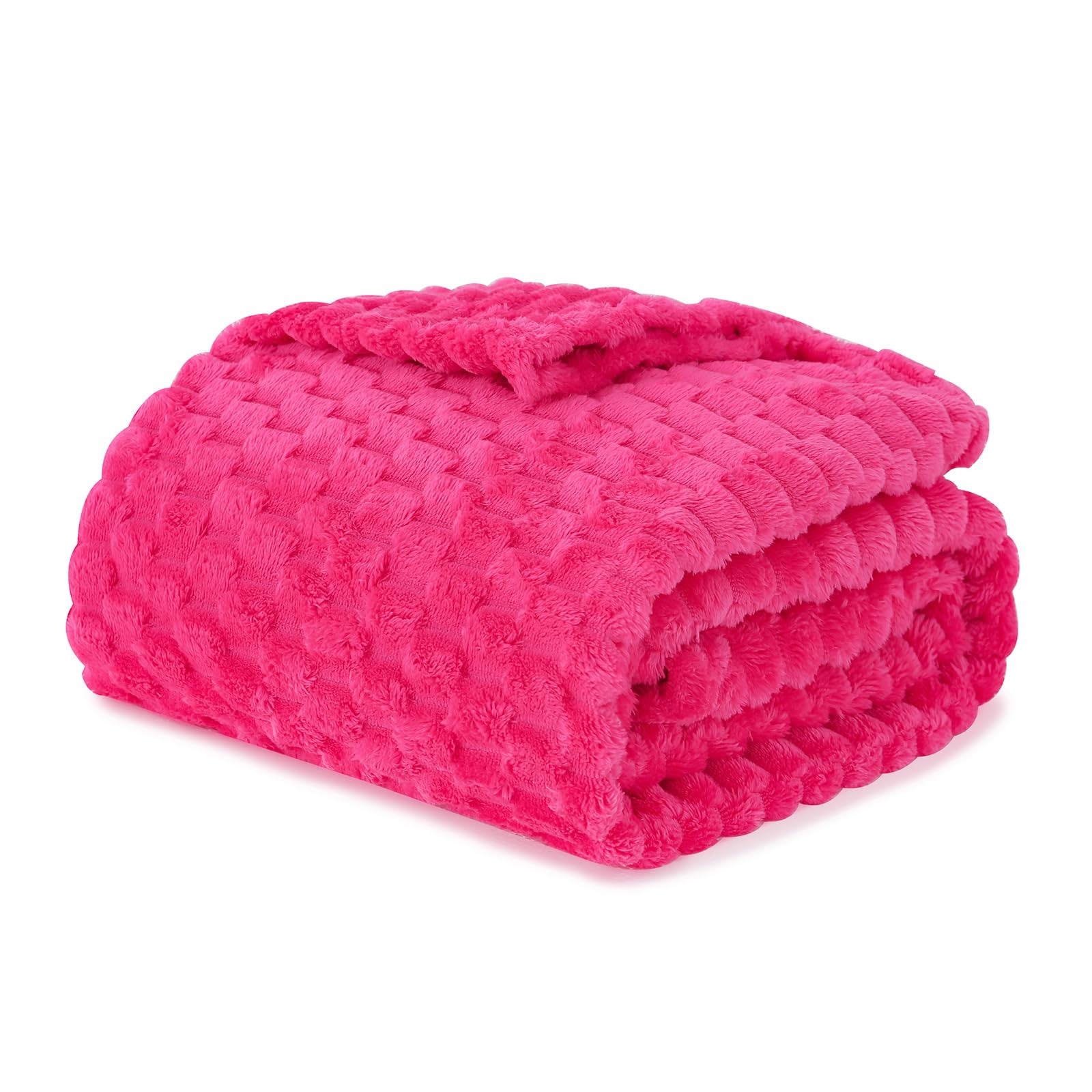 Puncuntex Manta De Tiro Rosa Intenso 60"×80" Pulgadas Difusa Jacquard 3D Decorativa Franela Polar Súper Suave Felpa Acogedora Manta Para Sofá Sillón Ligera