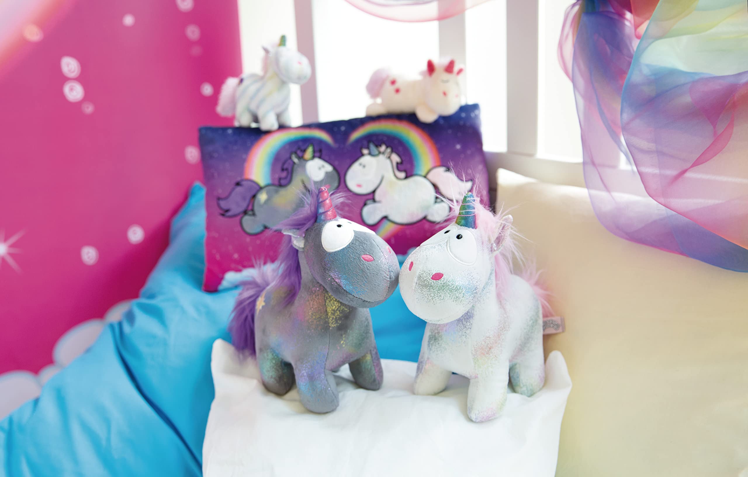 NICI Peluche sdraiato Unicorno Theodor Addormentato sulle Nuvole 16cm Green