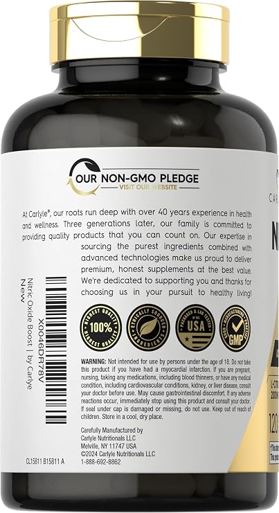 Carlyle Nitric Oxide Supplement 3000mg | 120 Capsules