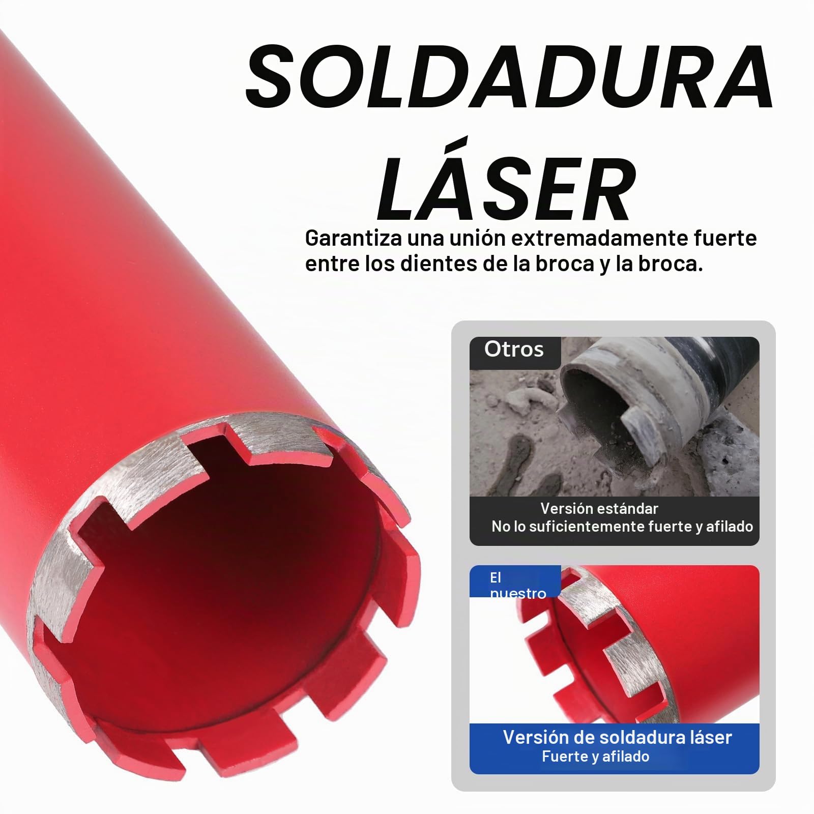CPROSP Corona de Perforación de Diamante 1¼" UNC, Ø52 mm, L420 mm, Soldada por Láser, Corona de Perforación para Taladrado en Húmedo, Broca para Taladrar Hormigón, Mampostería y Piedra