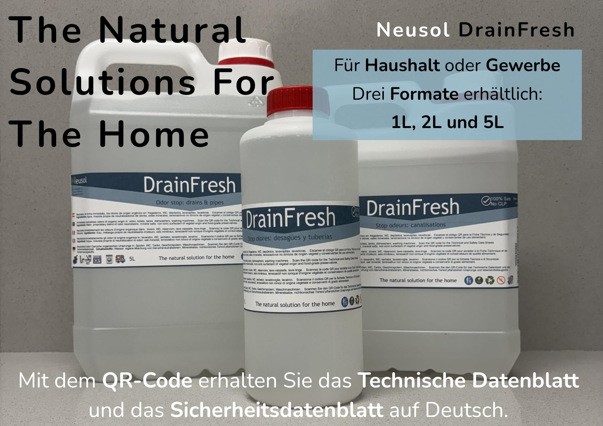 DrainFresh Geruchsneutralisierer für Abflüsse, Rohre und Tanks (5L)