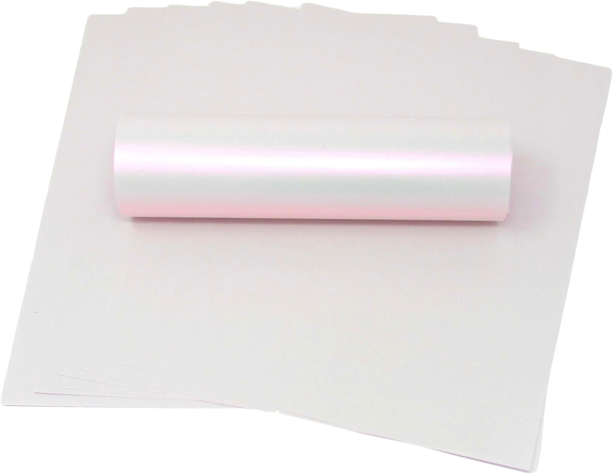 10 Sheets Ivory A4 Card with Pink Pearlescent Shimmer Decorative One Sided 300gsm