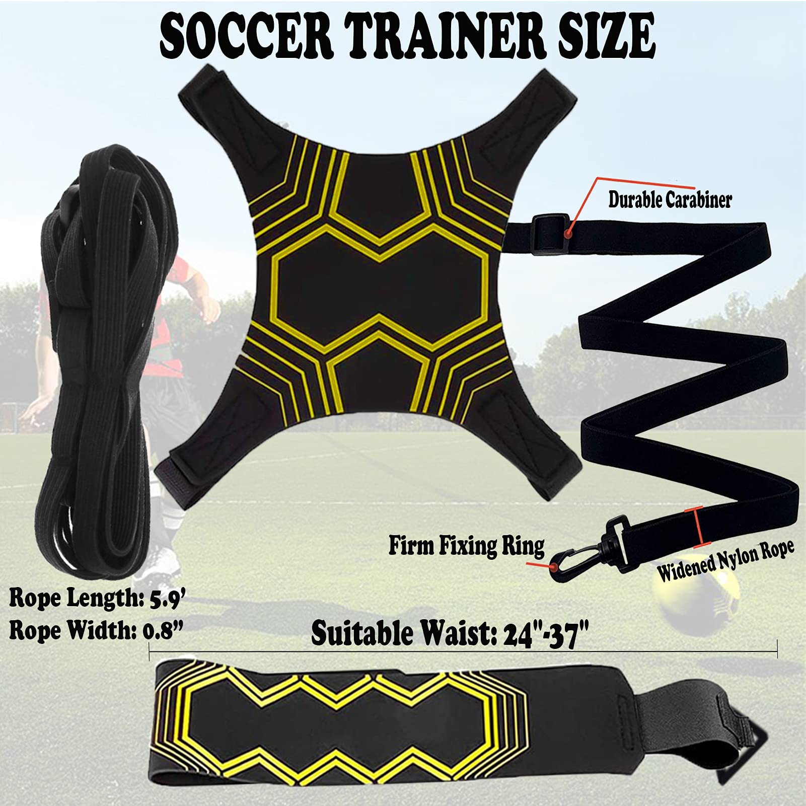 Taeku Trainer da Calcio, Attrezzatura Banda Elastica Kit per L’Allenamento Individuale con Cintura Regolabile per Bambini Adulti