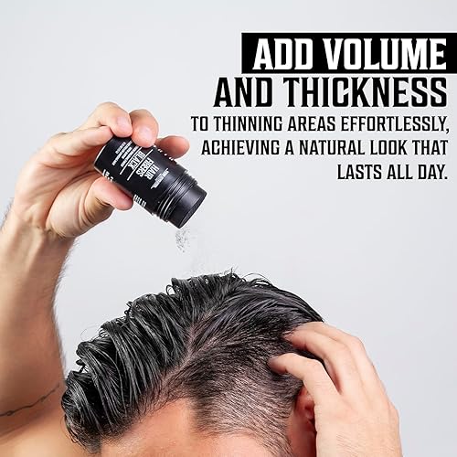 Miniatura 3 de Viking Revolution Fibras de cabello negro para cabello adelgazante para hombres, fibra gruesa para cubrir puntos calvos, fibras de construcción del