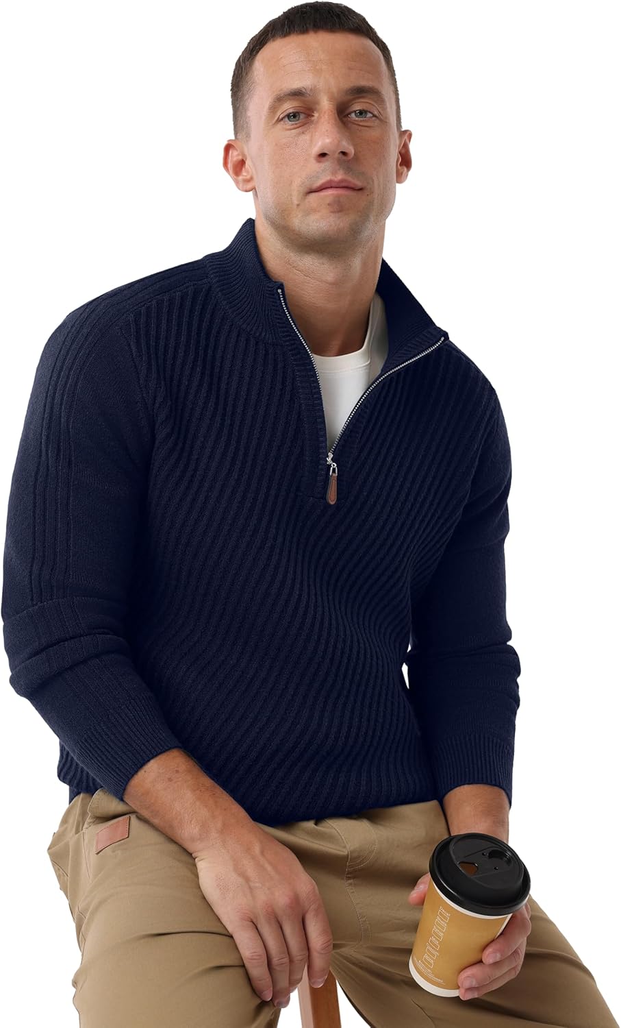 Sailwind Men's Quarter Zip Up Pullover Knit Texture Sweater Casual Long Sleeve Sweaters - Image 6
