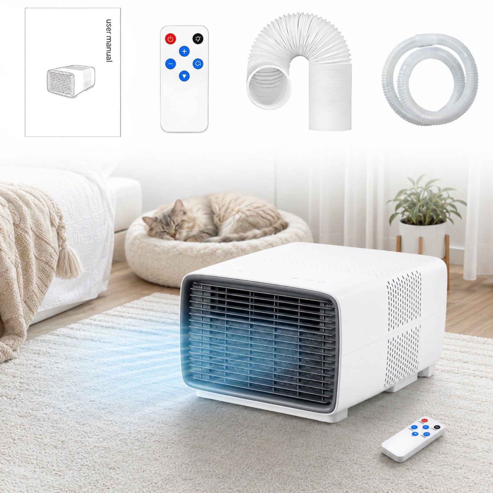 HCAUYNN 280W Small Air Conditioner, 4㎡ Cooling, Panel Plus Controller