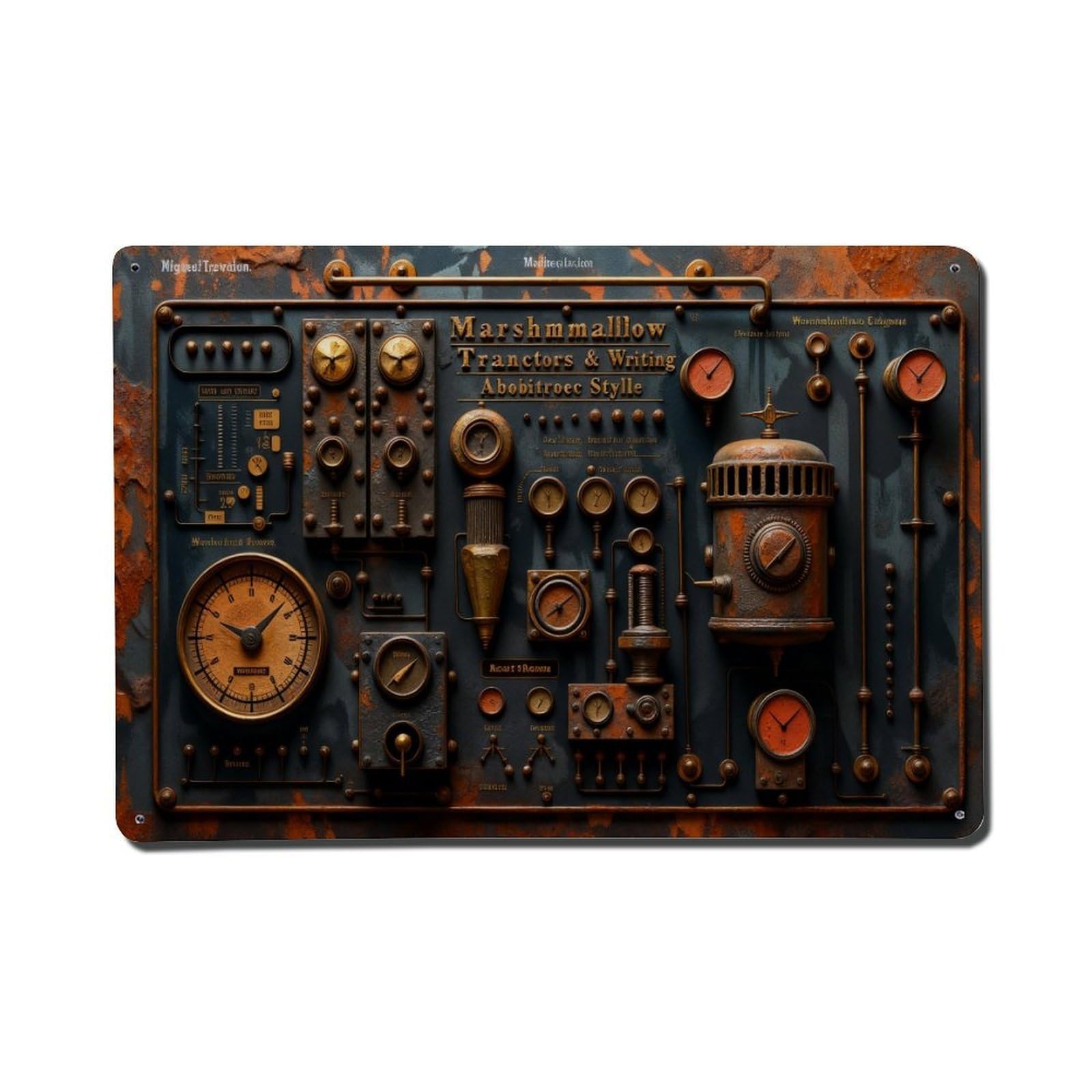Steampunk Mechanical Panel Design Vintage Metal Tin Sign Retro Wall Decor, Bar Garage Cafe Kitchen Home Wall Art Poster Decoration 8x12inches