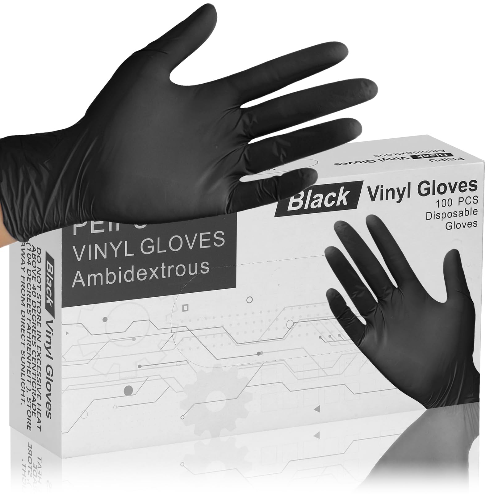 PEIPU Vinyl Disposable Gloves,Powder Free,Cleaning Service Gloves, Latex Free