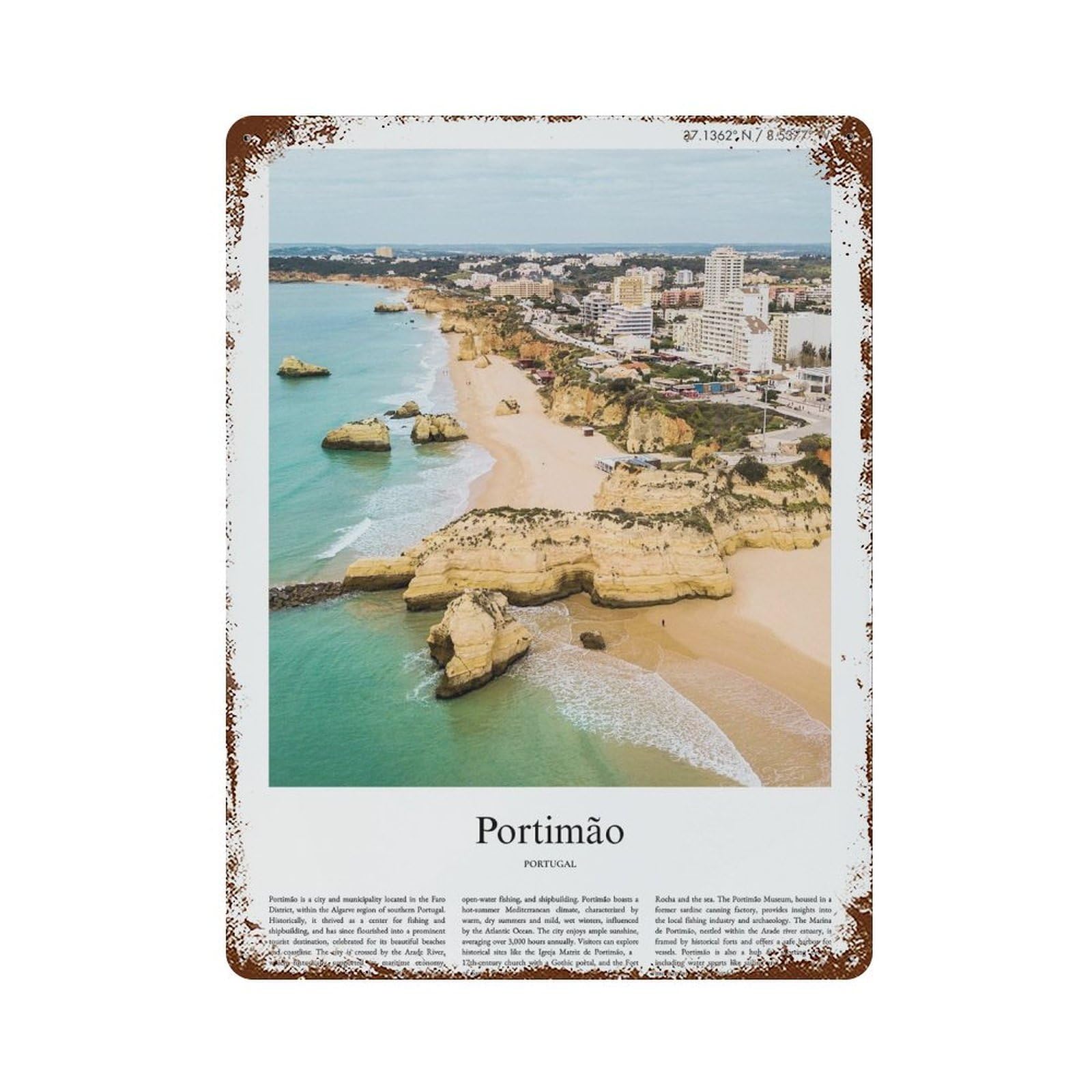 xiaoxiaoshen Portimão Portugal City Scenery Wall Decor Art Metal Tin Poster Modern Home Decor Art Home Bar Shop Decorations Vintage Sign 40x30cm