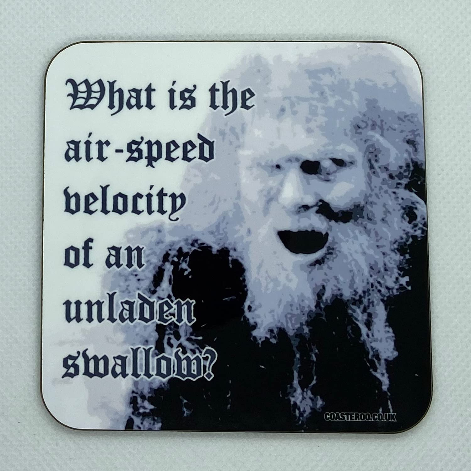 Coasteroo Unladen Swallow - Inspired By Monty Python And The Holy Grail - Drinks Coaster - Hardboard - 9Cm X 9Cm - Gloss Finish