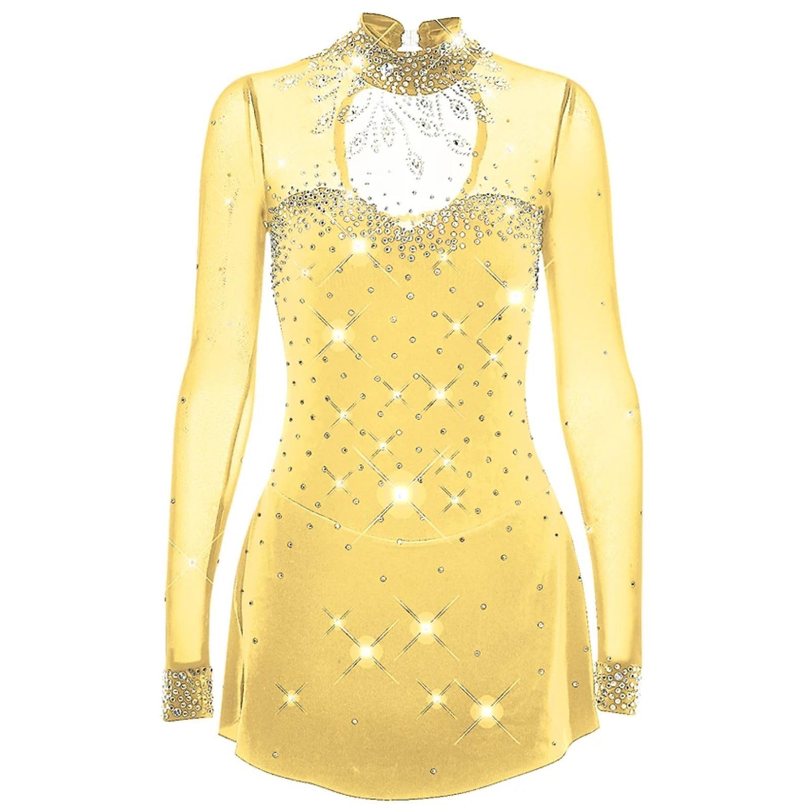 Robe de patinage artistique pour femme avec strass noirs