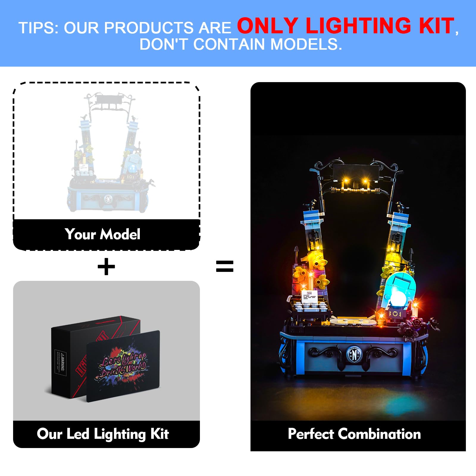 LocoLee Led Light Set Compatible with Lego Wednesday Addams Figure Led Decoration Lighting Kit Compatible with Lego 76780 Building Blocks Model,Only Lights Set,No Model - Image 2